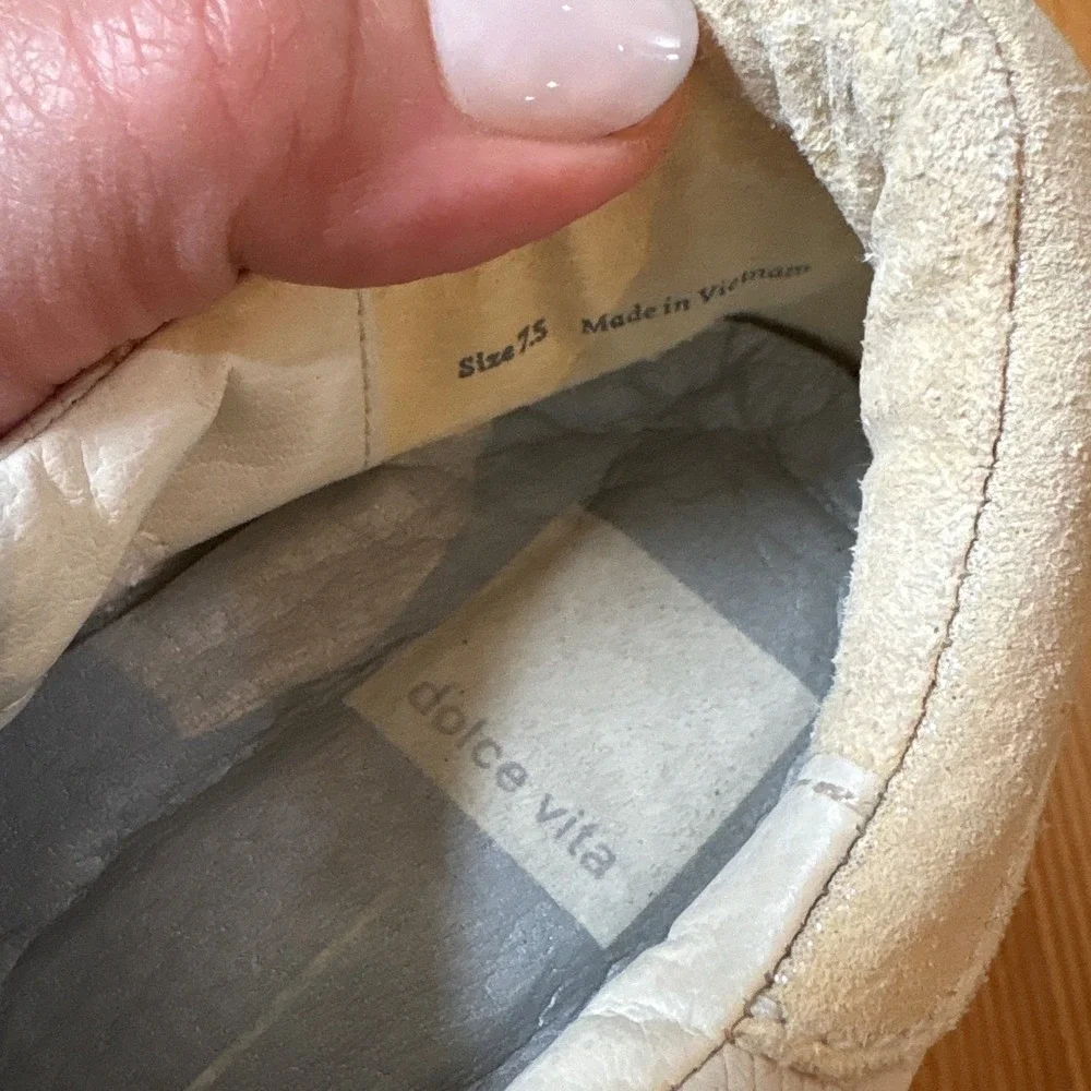 Dolce Vita Zina‎ Sneakers Women Cream Good Mixed Media Calf Hair Suede SIZE 7.5 - Picture 6 of 7